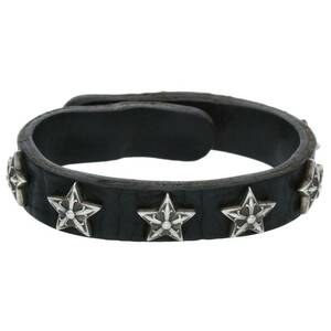 クロムハーツ Chrome Hearts 2SNP/2BTN STAR/2ボタン2スナップ サイズ:9 レザーブレスレット 中古 SS07