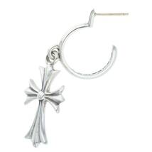 クロムハーツ Chrome Hearts TINY CH CROSS/タイニーCHクロスフープ シルバーピアス 中古 SS07_画像5