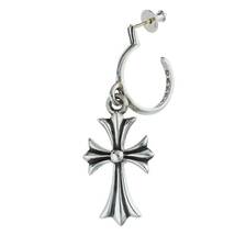 クロムハーツ Chrome Hearts TINY CH CROSS/タイニーCHクロスフープ シルバーピアス 中古 SS13_画像1