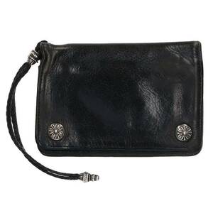 クロムハーツ Chrome Hearts 2ZIP STRAP/2ジップストラップ ストラップ付クロスボタンレザーウォレット財布 中古 SS07