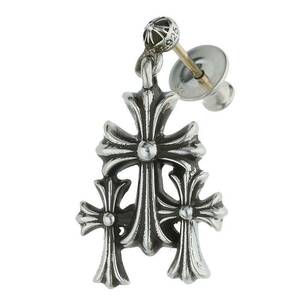 クロムハーツ Chrome Hearts 3 CH CROSS DROP トリプルCHクロスピアス 中古 NO05