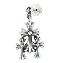 クロムハーツ Chrome Hearts 3 CH CROSS DROP/トリプルCHクロス シルバーピアス 中古 SJ02_画像1