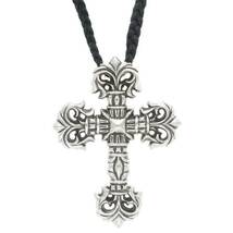 クロムハーツ Chrome Hearts FILIG/CROSS-SM LB/フィリグリークロスS wレザーブレイド/シルバーネックレス 中古 SS07_画像1