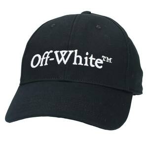 オフホワイト OFF-WHITE 23AW OMLB052F23FAB001 BOOKISH DRIL BASEBALL CAP サイズ:L ロゴ刺繍ベースボールキャップ帽子 中古 BS99