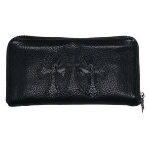 クロムハーツ Chrome Hearts REC F ZIP 3クロスラウンドジップレザーウォレット財布 中古 SS07