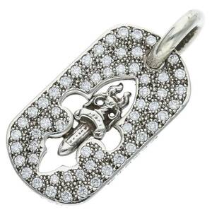 クロムハーツ Chrome Hearts D/TAG SML FLE DAG P/D/フレアダガードッグタグ PAVEダイヤ/スモールドッグタグネックレストップ 中古 SS07