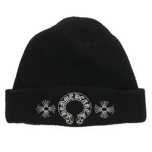 クロムハーツ Chrome Hearts WOOL WATCH CAP ウールワッチキャップ ロゴ刺繍ビーニーニット帽子 中古 SS13