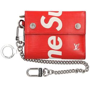 シュプリーム ルイヴィトン SUPREME LOUISVUITTON 17AW LV Chain Wallet ロゴエピレザーチェーンウォレット財布 中古 OM10