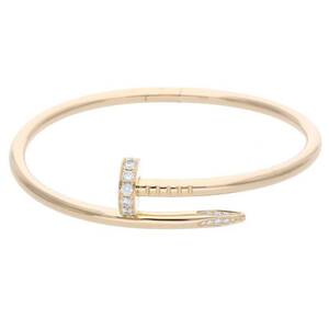 カルティエ Cartier 新型 JUSTE UN CLOU BRACELET DIA サイズ:16 K18PG ジュストアンクル ハーフダイヤブレスレット 中古 OM10