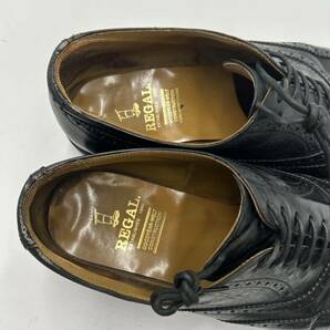 E ■ 極上レザー使用 '人気モデル' REGAL リーガル 本革 ビジネスシューズ 革靴 26cm 紳士靴 ウィングチップ 内羽根式 メダリオン BLACK の画像7