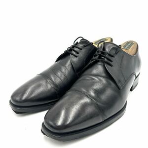 C ■ イタリア製 '高級感溢れる' PRIME ROAD プライムロード LEATHER ビジネスシューズ 革靴 EU40 25.5cm程 紳士靴 ストレートチップ 黒系