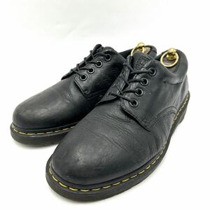 H ■ 極上レザー使用 '人気イエローステッチ' Dr.Martens ドクターマーチン 本革 LEATHER ローカット スニーカー UK9 28cm 靴 シューズ 