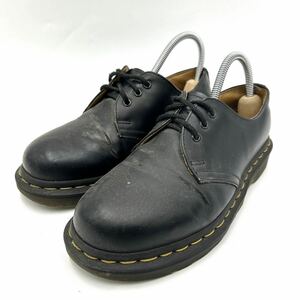 H ■ 極上LEATHER使用 '人気イエローステッチ' Dr.Martens ドクターマーチン 本革 3EYE レザー シューズ 革靴 UK3 22cm 婦人靴 BLACK 