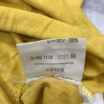 A ▼ 都会のカジュアルウェア 'イタリア製' ICEBERG アイスバーグ 刺繍 ストレッチ素材 Vネック 半袖 Tシャツ / カットソー size:42 yellow_画像7