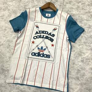 X▼ 洗練されたデザイン!! adidas originals アディダスオリジナルス ストライプ ビッグロゴプリント キッズ 半袖 Tシャツ size:115 子供服