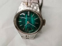 g_t R190 ☆SEIKO セイコー 21JEWELS 11-0730 手巻き式 グリーン文字盤 レディース腕時計 不稼動品☆ 【現状品】_画像2