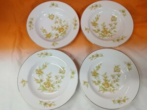 g_t X352 ☆SC JAPAN スープ皿 カレー皿 4枚 直径21.5cm/高さ3.5cm 花柄 金彩 洋食器 陶器