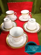 g_t X113 ビンテージNoritake(オールドノリタケ) 金彩 洋食器 バルモラスゴールドライン　　　カップ&ソーサー　５客揃い　中古_画像1