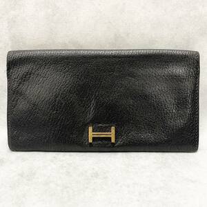 1円〜美品 HERMES エルメス　ベアン　クラシック　□G刻印　長財布　折りたたみ財布　ブラック