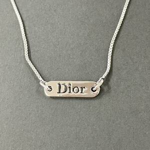 1円〜　Christian Dior ディオール　ネックレス　ロゴ　プレート　シルバー　レディース　メンズ