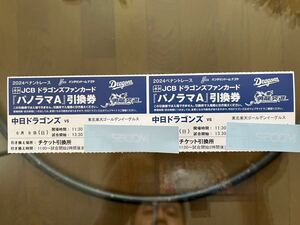 6月9日（日）中日ドラゴンズVS東北楽天ゴールデンイーグルス★パノラマＡ２枚１セット★バンテリンドームナゴヤ★★引換券！