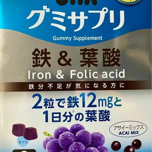 UHA味覚糖 グミサプリ 鉄&葉酸 約3ヶ月分　9袋セット　鉄分不足に　賞味期限2024.8.31