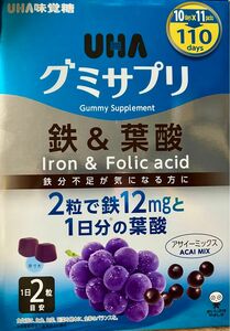 UHA味覚糖 グミサプリ 鉄&葉酸 約3ヶ月分　9袋セット　鉄分不足に　賞味期限2024.8.31