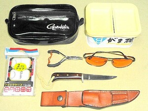 [ Gamakatsu ]{ нож & плоскогубцы ( кожа ножны есть )* коробка для приманок * сумка * Quick кейс * солнцезащитные очки комплект } новый товар б/у! бесплатная доставка!