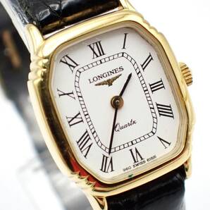 1000円～☆LONGINES ロンジン QZ レディース腕時計 クオーツ 960 6155 白文字盤 スクエア アンティーク/N05297-3の画像2