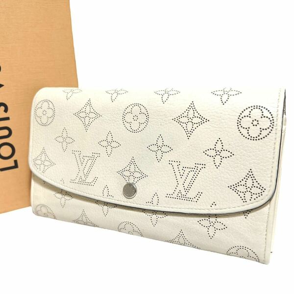 ルイヴィトン LOUIS VUITTON マヒナ モノグラム ポルトフォイユ イリス 長財布 レザー 本革 折り財布 ガレ ホワイト シルバー金具 M60177