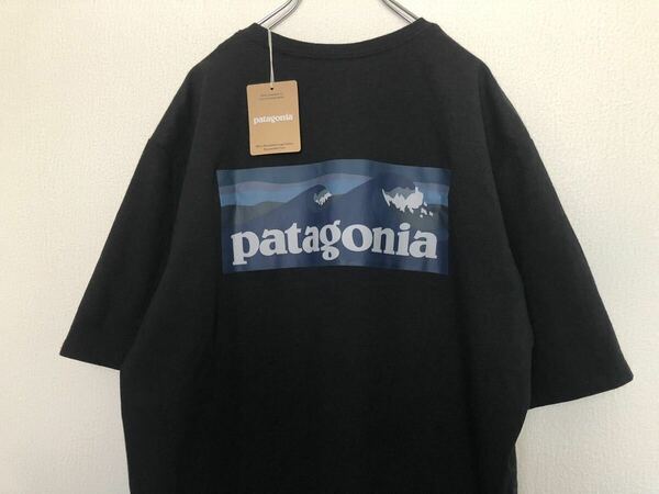 未使用 patagonia パタゴニア ポケットTシャツ ポケT バックプリント 半袖Tシャツ ブラック 