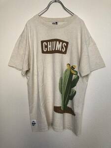 CHUMS チャムス 刺繍 プリントTシャツ サボテン コットンリネン