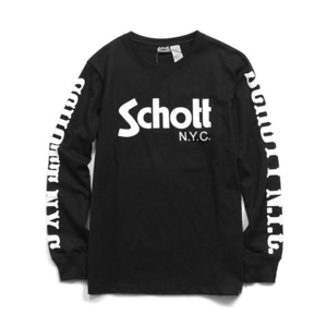 SCHOTT◆ショット ロンＴ◆長袖Ｔシャツ黒ＸＬ