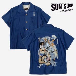 SUN SURF◆サンサーフ◆北斎 アロハシャツ 武者絵／半袖L　