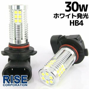 高輝度 30W LEDバルブ フォグランプ ヘッドライト ポジション HB4 ホワイト 白色 1000lm 30チップ 12V/24V車対応 無極性 2個