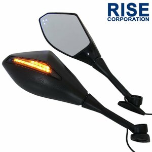 カウル LED ウインカー内蔵 バイクミラー レプリカ スクエア ブラック オートバイ パーツ カスタム 汎用 取付ベース付 M6 軽量 パーツ 交換