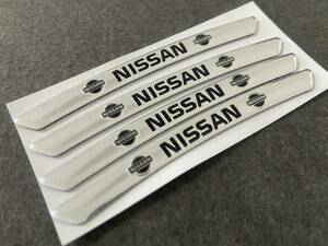 日産 NISSAN ホイールリム デカール ステッカー 9CM 車用 4枚セット アルミ バッジエンブレム シルバー 簡単取付 56番