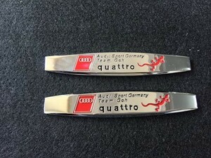 アウディ quattro カーステッカー プレート 金属製 車用デカール エンブレム フェンダーバッジ シール 傷を隠す 2枚セット　51番