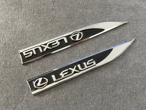レクサス LEXUS ブラック 車体サイドステッカー 金属製 車用デカール カーステッカー エンブレム 送料無料 2枚セット
