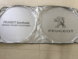 プジョー PEUGEOT 遮光　日焼け防止　折りたたみフロント風防車のサンシェード 自動車 ロゴ付き 吸盤なし　軽量 カーサンシェード