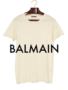 BALMAIN 美品 シルク クルーネック Tシャツ / バルマン 半袖 S/S カットソー SILK 無地 イタリア製