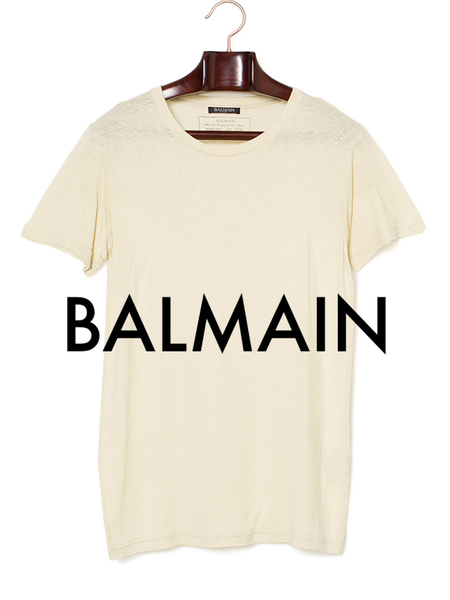 BALMAIN 美品 シルク クルーネック Tシャツ / バルマン 半袖 カットソー SILK 無地 イタリア製