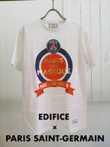 EDIFICE × PARIS SAINT-GERMAIN 新品未使用 コラボ BIGロゴ Tシャツ / エディフィス パリサンジェルマン S/S TEE 46 M_画像1