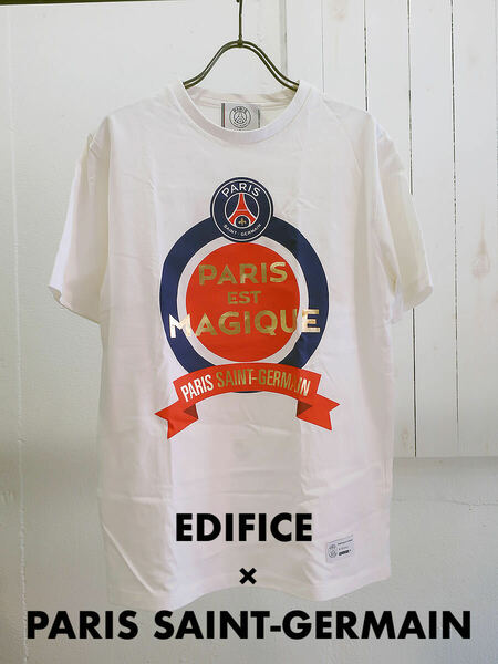 EDIFICE × PARIS SAINT-GERMAIN 新品未使用 コラボ BIGロゴ Tシャツ / エディフィス パリサンジェルマン S/S TEE 46 M