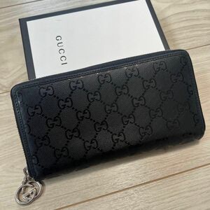 GUCCI グッチ ソーホー ラウンドファスナー 長財布　ジッピーウォレット ブラック　黒