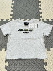 新品Tシャツ ジムニー Jimny 90 子供 ベビー キッズ クルマ スズキ SUZUKI レア おしゃれ 男の子 刺繍 未使用 オシャレ グレー 淡灰