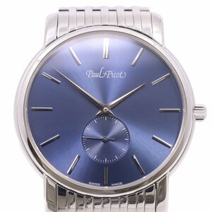  paul (pole) pico fur car - extra Fit thin type case hand winding men's wristwatch blue face original SS belt 3710SG[... pawnshop ]