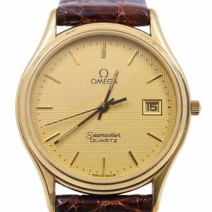 オメガ シーマスター ラウンド型 クォーツ メンズ 腕時計 ゴールドGP 社外ベルト Cal.1430【いおき質店】