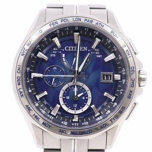  Citizen Atessa e-ru коллекция ограниченная модель Eko-Drive радиоволны мужские наручные часы titanium синий циферблат AT9098-51L[... ломбард ]