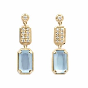 VENDOME AOYAMA Vendome Aoyama earrings K18YG/ blue topaz / diamond [... pawnshop ]